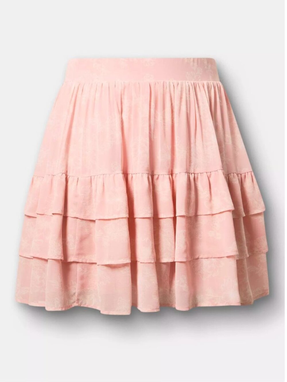 Glittering floral blush tiered mini skirt